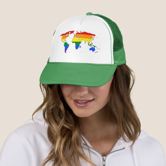 Casquette LGBT rainbow pride world map Hat (En situation)