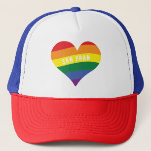 Casquette LGBTQ+ couleur Rainbow HEART Pride Texte personnal