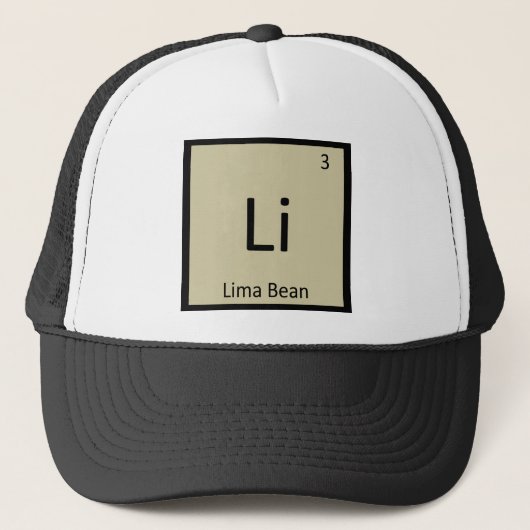 Casquette Li - Lima Bean Chimie Symbole de table périodique (Devant)
