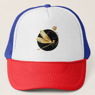 Casquette libellule d'or en cercle noir