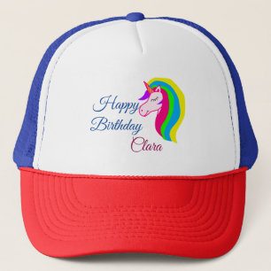 Casquette Licorne rose colorée joyeux anniversaire ajoutez l