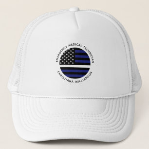 Casquette Ligne blanche mince personnalisée USA Drapeau EMS