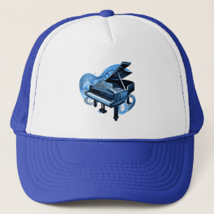Casquette Ligne stylisée Piano bleu Art
