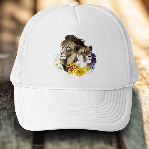 Casquette Lion Lionne Floral Vert
