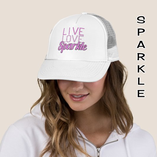 Casquette Live Love Sparkle rose parties scintillant effet t