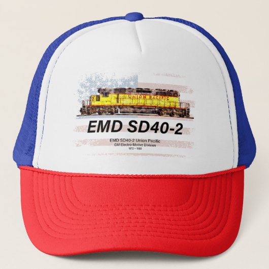 Casquette Locomotive diesel EMD SD40-2. drapeau américain (Devant)