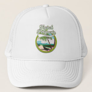 Casquette logo de voyage en Polynésie française.