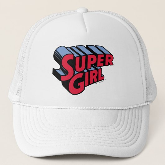 Casquette Logo du nom empilé de la superfille rouge et bleue (Devant)