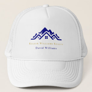 Casquette logo personnalisé blanc et or pour l'immobilier mo