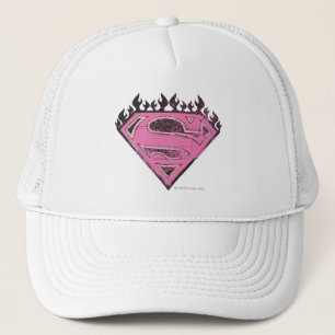 Casquette Logo rose de Supergirl avec des flammes