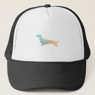 Casquette Long Haired Dachshund Geo Silhouette Pastel