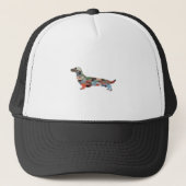 Casquette Longue Haine Dachshund Geo Silhouette Plaid (Devant)