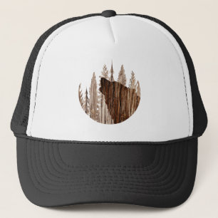Casquette Loup hurlant en bois texturé