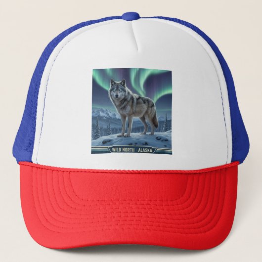 Casquette Loup majestueux 🌌 ❄️ | Northern Lights Wildlife A (Devant)