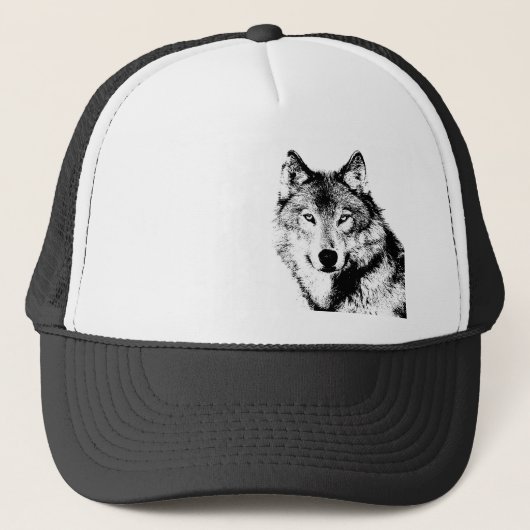 Casquette Loup noir et blanc (Devant)