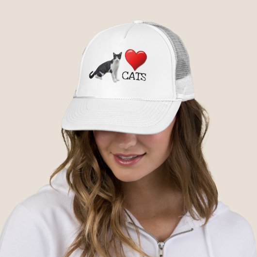 Casquette Love Cats Tuxedo Chat Trucker Chapeau (En situation)