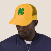 Casquette Lucky 4 Leaf Irish Clover yellow foam trucker hat (En situation)