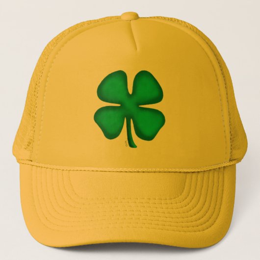 Casquette Lucky 4 Leaf Irish Clover yellow foam trucker hat (Devant)
