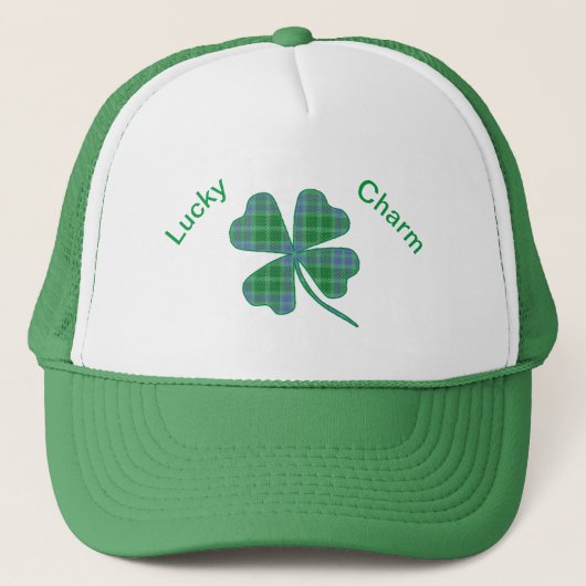 Casquette Lucky Green Plaid Shamrock Four-Leaf Clover  (Devant)