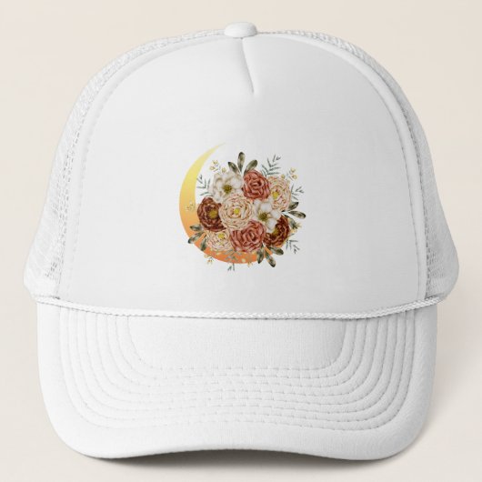 Casquette Lune Et Fleurs Florales (Devant)