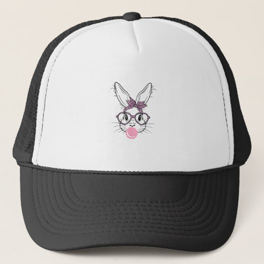 Casquette Lunettes de léopard visage de lapin Bubble Gum jou (Devant)