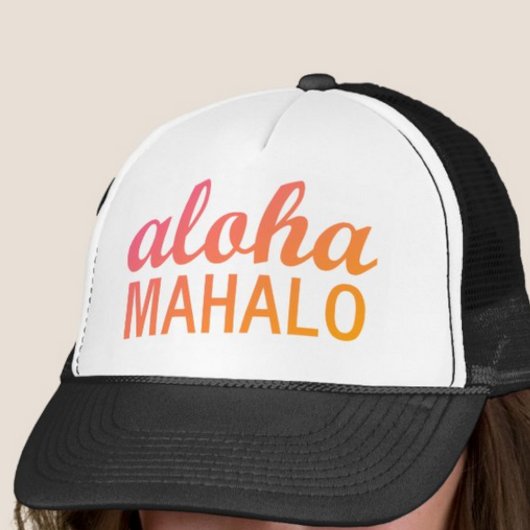 Casquette Magenta Orange Gradient Aloha Mahalo Typographie