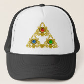 CASQUETTE MAGIQUE ELFIC TALISMAN /GOLD TRIANGLE AVEC GEMSTON (Devant)