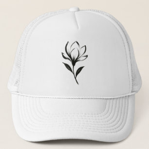 Casquette Magnolia de style encre – Dessin floral élégant su