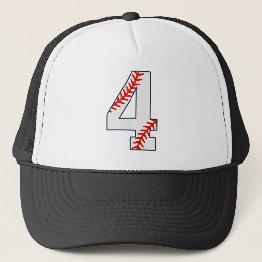Casquette Maillot de Baseball Numéro 4 (Devant)
