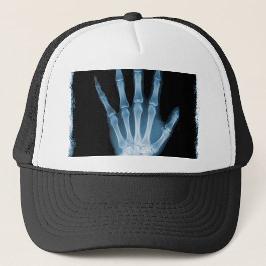 Casquette Main bleue de squelette de rayon X (Devant)