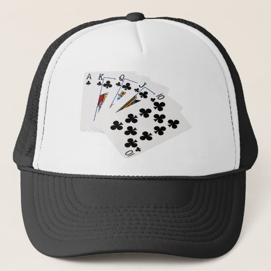 Casquette Mains de poker - Brosse royale - Costume de clubs (Devant)