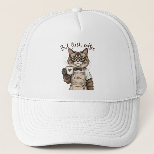 Casquette Mais d'abord, chat café (Devant)