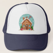 Casquette Maison en pain d'épices de Whimsical scène de Noël (Devant)