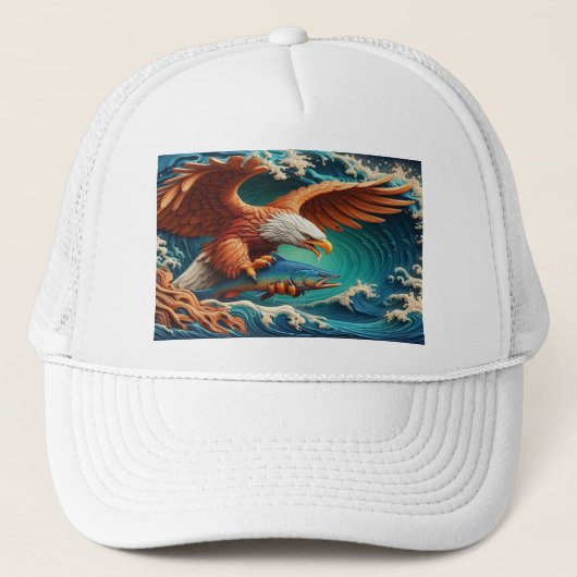 Casquette Majestic Eagle Fishing dans une vague 36x24 (Devant)