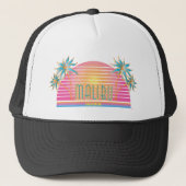 Casquette Malibu-CA-Soleil Palmiers Logo Cool (Devant)