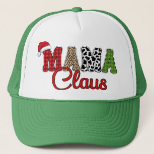 Casquette Mama Claus Christmas Plaid Text Design-50096