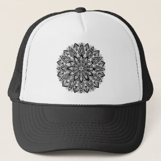 Casquette Mandala de fleur noir et blanc