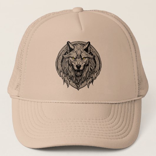 Casquette Mandala du Loup Féroce : Symbole de Force (Devant)