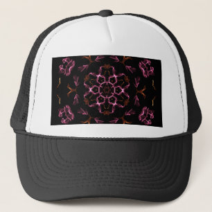Casquette Mandala rose et orange sur Arrière - plan noir