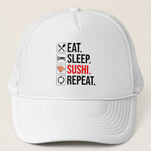 Casquette Manger. Dormir. Sushi. Répéter