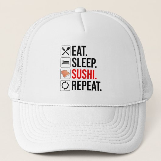 Casquette Manger. Dormir. Sushi. Répéter (Devant)