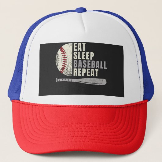 Casquette Mangez Sleep Baseball Répéter Funny Baseball Playe (Devant)