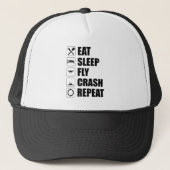 Casquette Mangez Sleep Fly Crash Répéter Funny Drone Pilote (Devant)