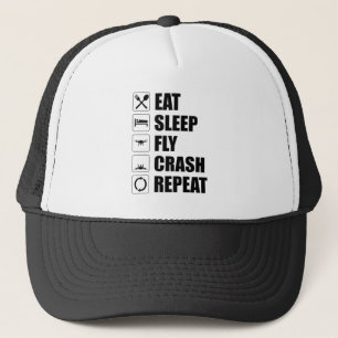 Casquette Mangez Sleep Fly Crash Répéter Funny Drone Pilote