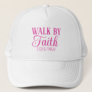 Casquette Marcher par la foi Christian Living Pink Simple