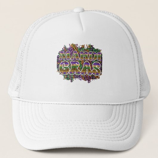 Casquette Mardi Gras avec texte personnalisé facultatif (Devant)