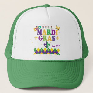 Casquette Mardi Gras Carnival Harlequin Fleur de Lis Diamond