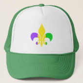 Casquette Mardi Gras Green Yellow Purple Fleur-de-Lis (Devant)