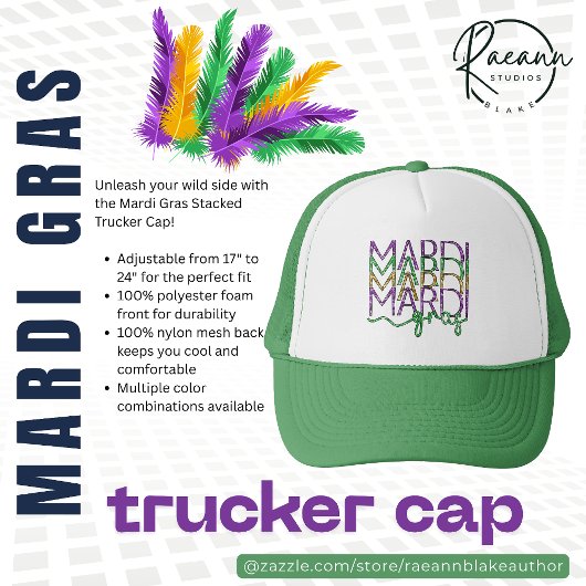Casquette Mardi Gras Stacked Trucker Cap