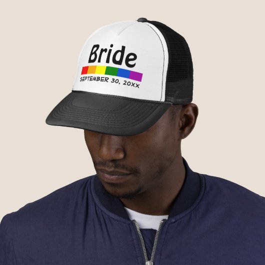 Casquette Mariage Arc-en-ciel Banner Mariée (En situation)